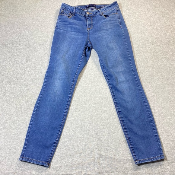 Adrienne Vittadini Jeans Women 8 Blue Skinny Ankle Mid Rise Casual Stretch Denim - Picture 1 of 12